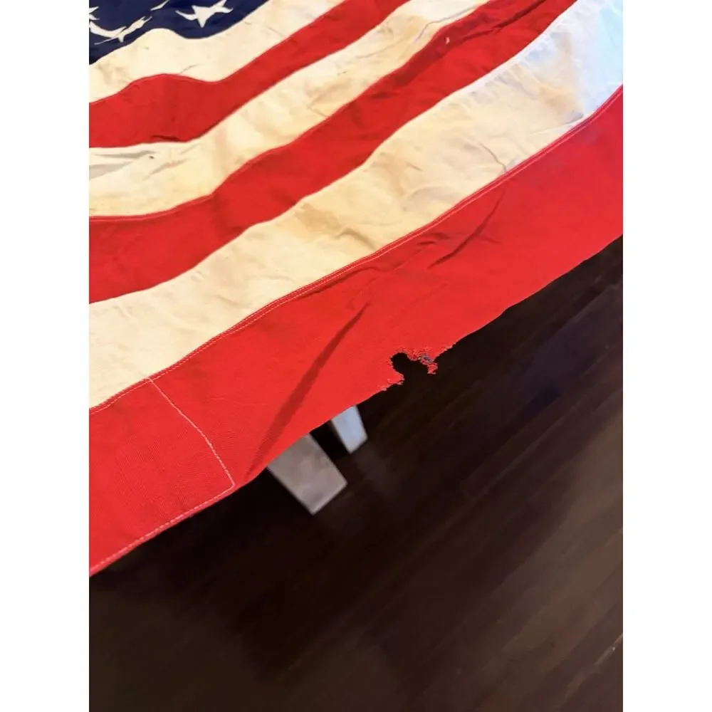 Vintage 48 Star Valley Forge American Flag 5x9.5 Sewn Stitched Stars Cotton WWII